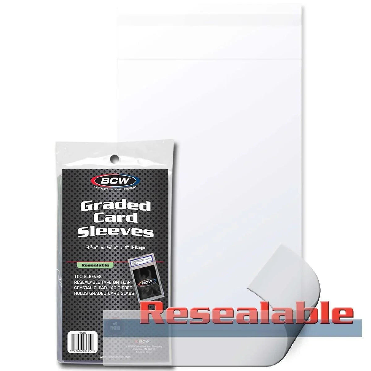 BCW - Graded Card Sleeves - 3 3/4x5 1/2 - 100 Pack