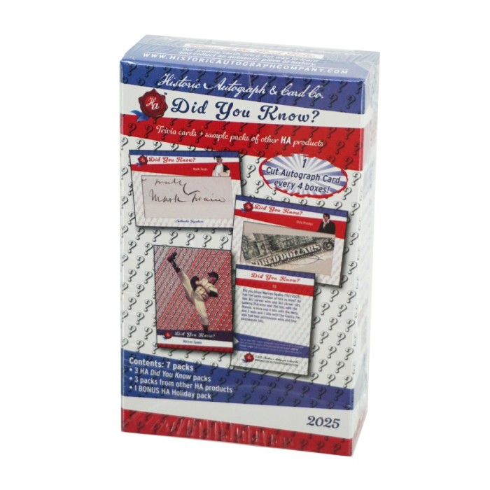 2025 Historic Autographs Did You Know? Hobby Box